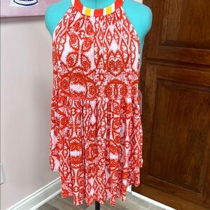 Free People Vibrant Orange and Lavender Halter Tank Top